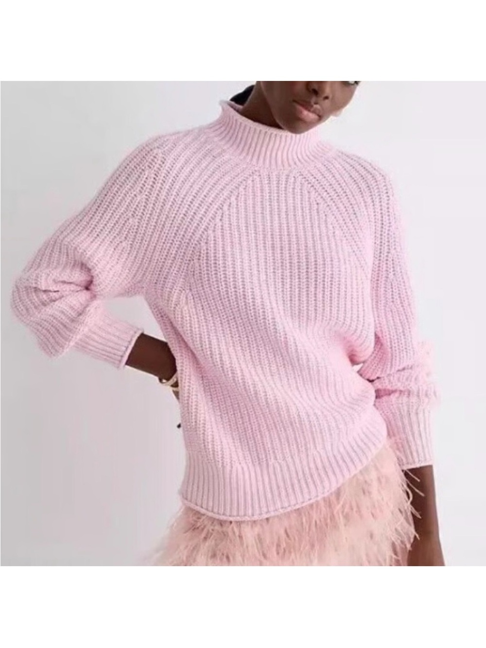J. Crew Relaxed Rollneck Sweater in Sweet Blush